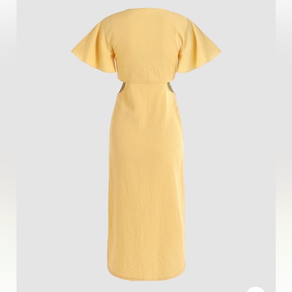 Yellow Bow Cut-Out Midi Dress - Picture 2 of 8